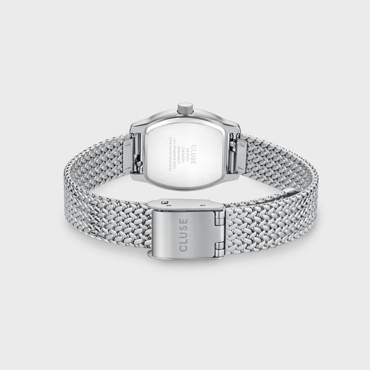 CLUSE Tonnette Mini Watch Mesh, White, Silver Colour CW16502 - Watch clasp and back