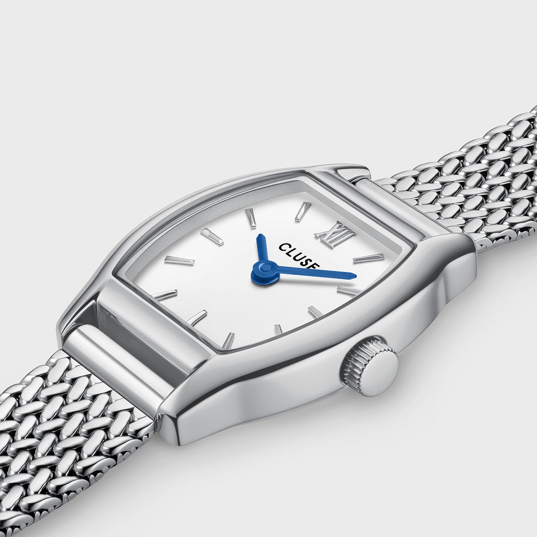 CLUSE Tonnette Mini Watch Mesh, White, Silver Colour CW16502 - Watch case detail