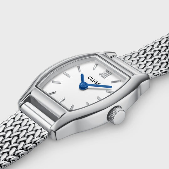 CLUSE Tonnette Mini Watch Mesh, White, Silver Colour CW16502 - Watch case detail
