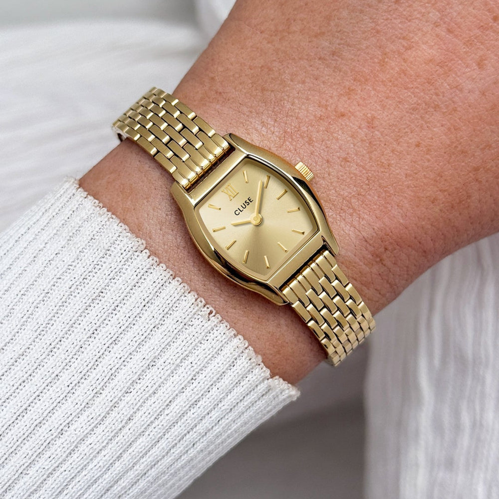 CLUSE Tonnette Mini Watch Steel, Gold, Gold Colour CW16503 - Watch on wrist