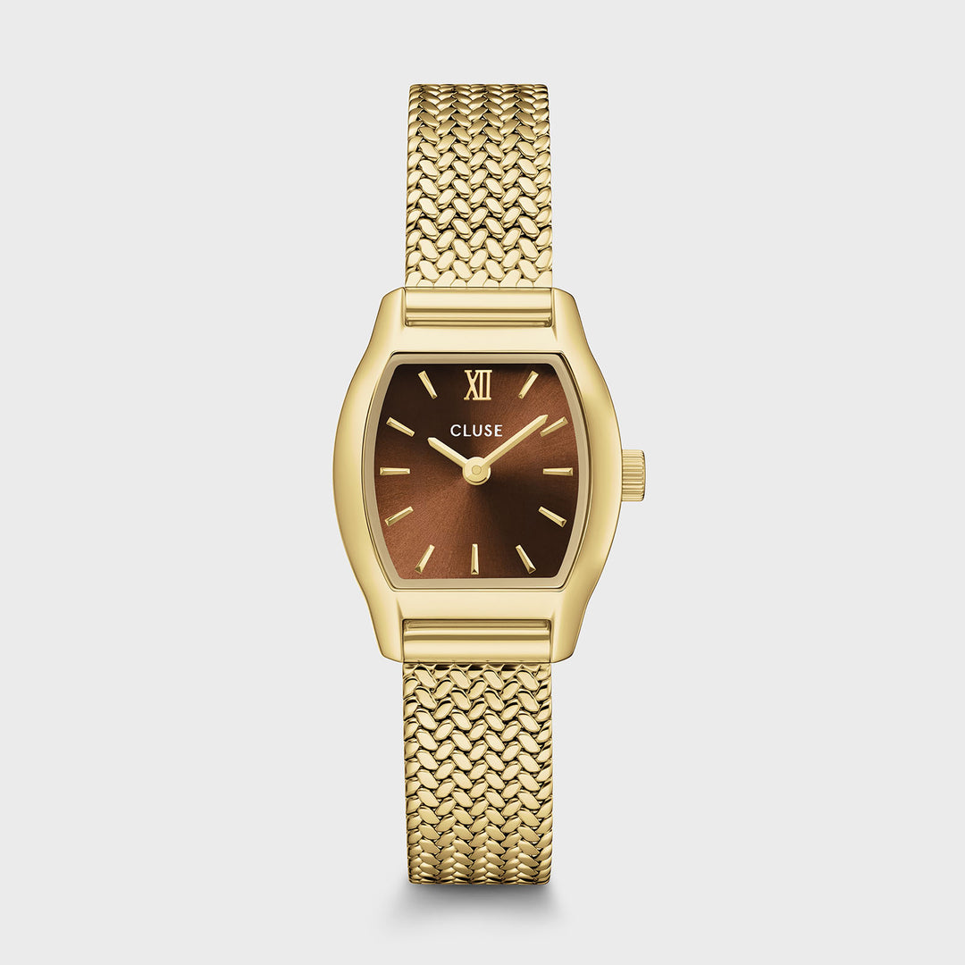 CLUSE Tonnette Mini Watch Mesh, Brown, Gold Colour CW16504 - Watch