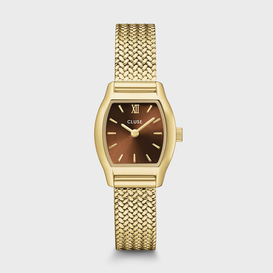 CLUSE Tonnette Mini Watch Mesh, Brown, Gold Colour CW16504 - Watch
