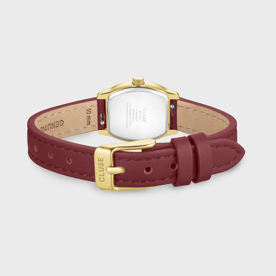 CLUSE Tonnette Mini Watch Leather, Red, Gold Colour CW16505 - Watch clasp and back