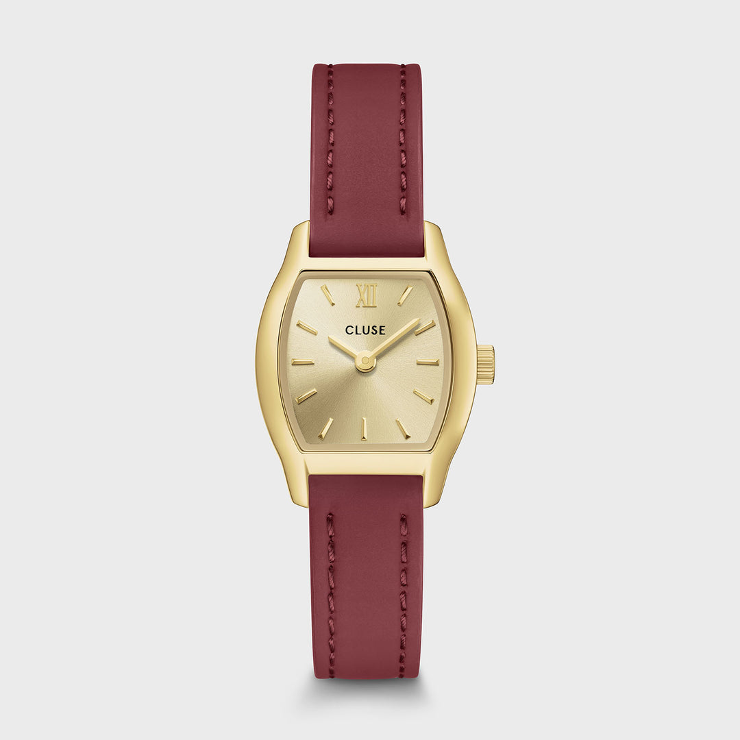 CLUSE Tonnette Mini Watch Leather, Red, Gold Colour CW16505 - Watch