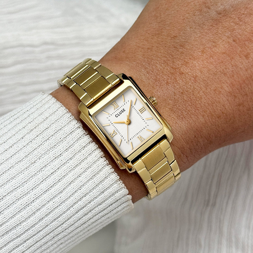 CLUSE Anglée Watch Steel, White, Gold Colour CW16601 - Watch on wrist