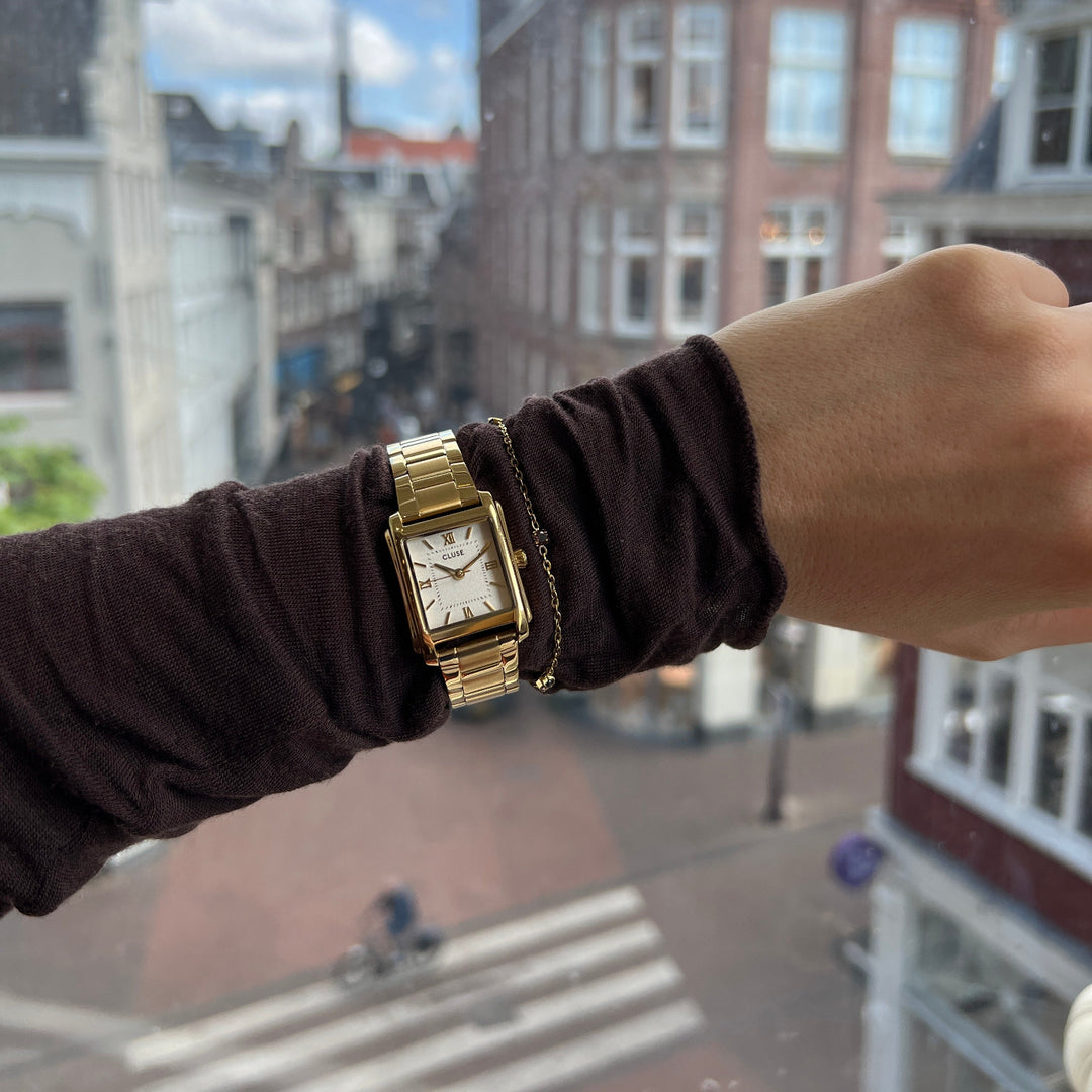 CLUSE Anglée Watch Steel, White, Gold Colour CW16601 - Watch on model