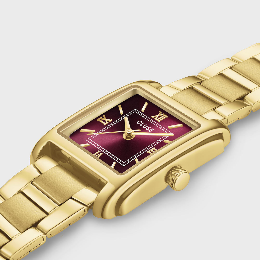 CLUSE Anglée Watch Steel, Dark Cherry, Gold Colour CW16603 - Watch case detail