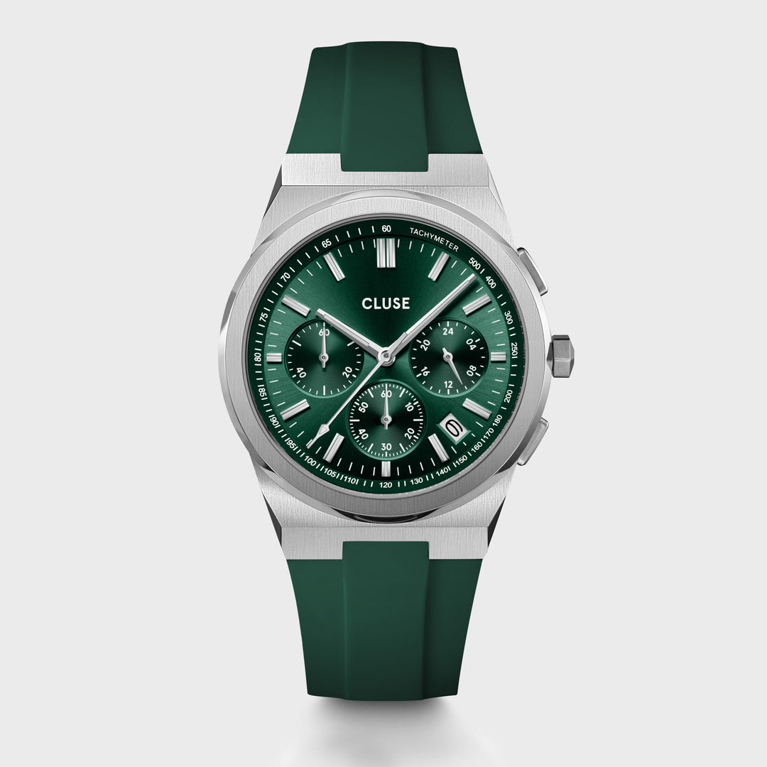 CLUSE Vigoureux Chrono Montre CW20808 Vert/Argent Boutique