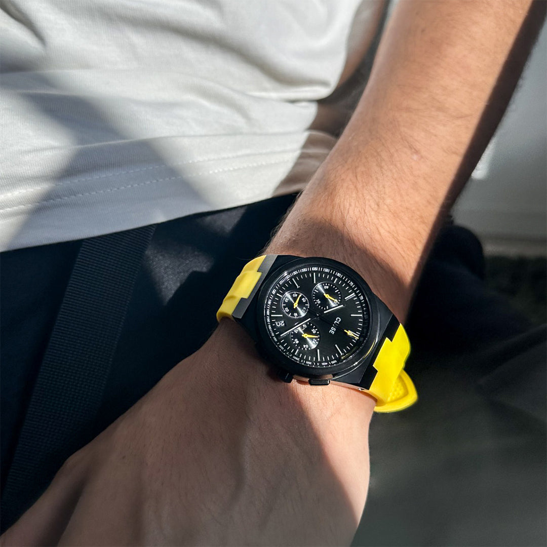 CLUSE Vigoureux Chrono Watch Silicone Yellow, Black Colour CW20809 - wristshot model image