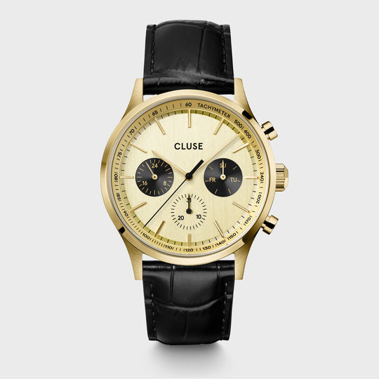 CLUSE Anthéor Multifunction Watch leather, Gold, Gold Colour CW21005 - frontal image