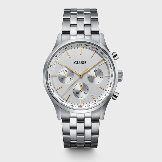 CLUSE Anthéor Multifunction Watch Steel Silver bicolour, Silver Colour CW21010 - front image