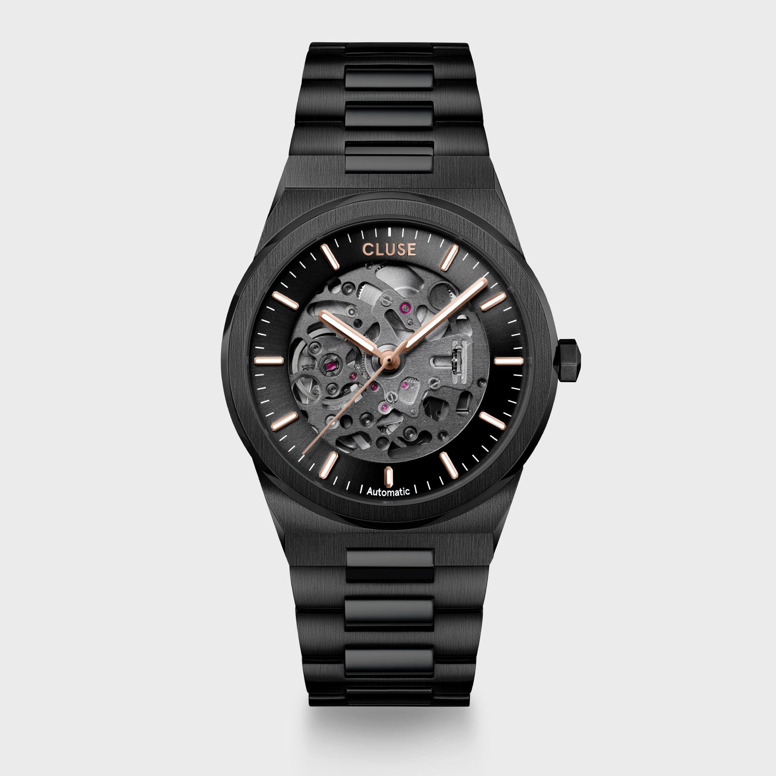 CLUSE Vigoureux 40 Steel Automatic Watch, Full black CW24102 - frontal image