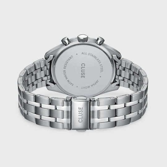 CLUSE Aravis Dual Timer Steel, Blue, Silver Colour CW25601 - Watch clasp and back