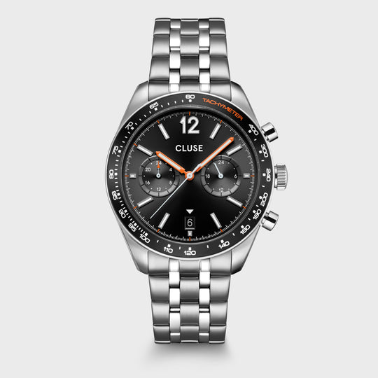 CLUSE Aravis Dual Timer Steel, Black, Silver Colour CW25603 - Watch