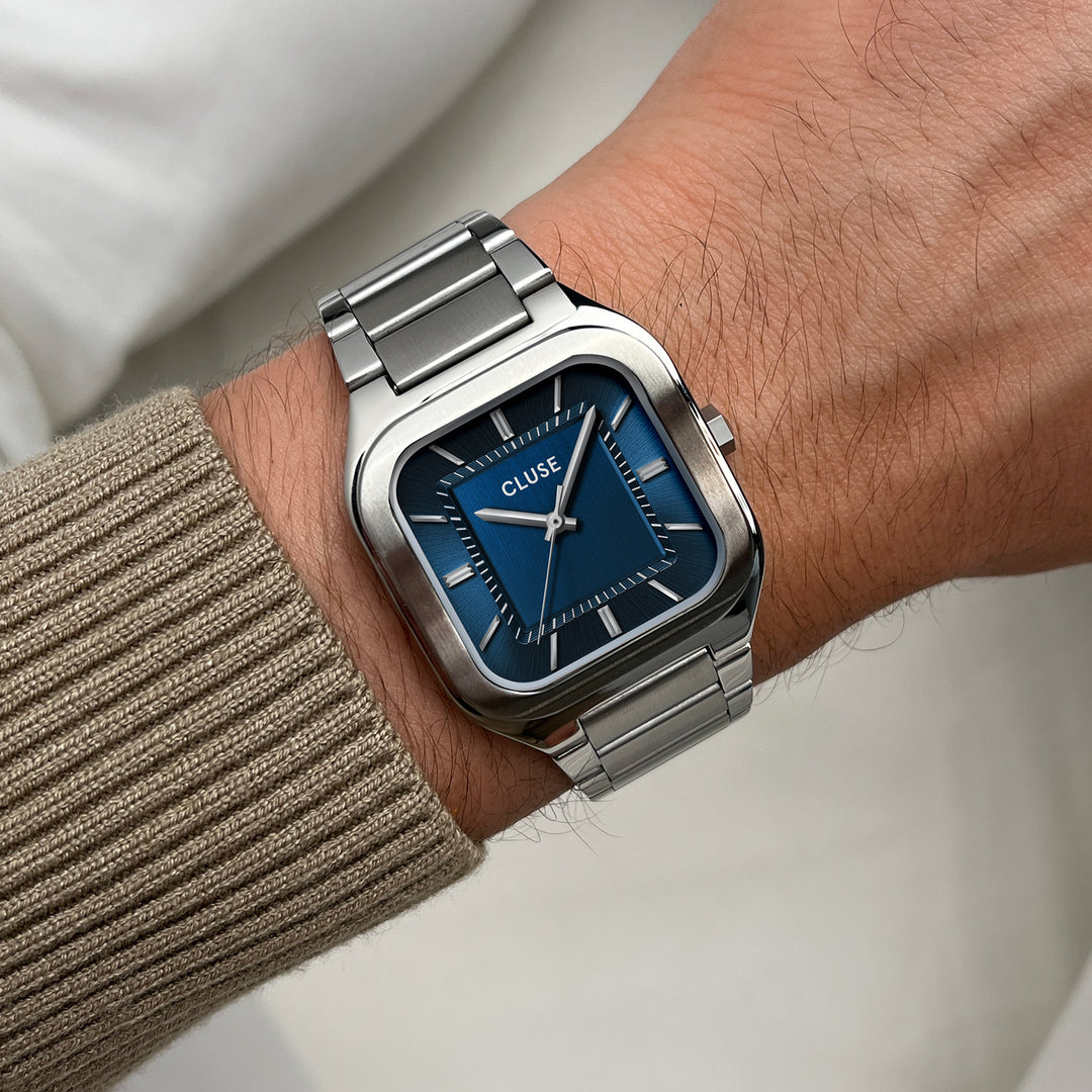 CLUSE Quadrus Steel, Blue, Silver Colour CW25701 - Watch on wrist