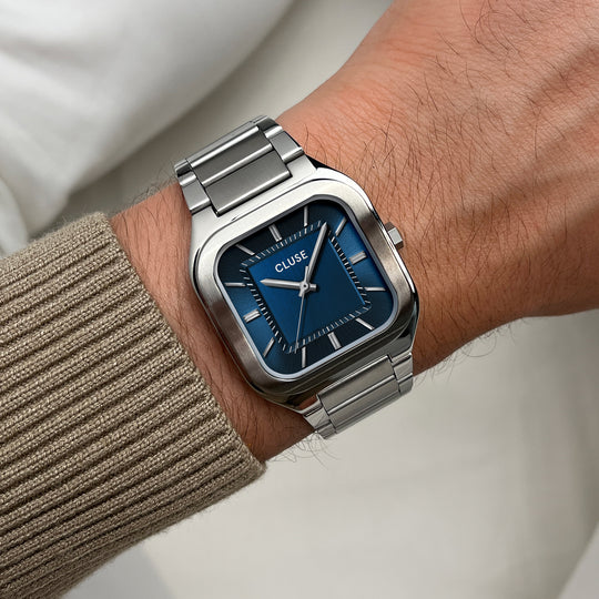 CLUSE Quadrus Steel, Blue, Silver Colour CW25701 - Watch on wrist