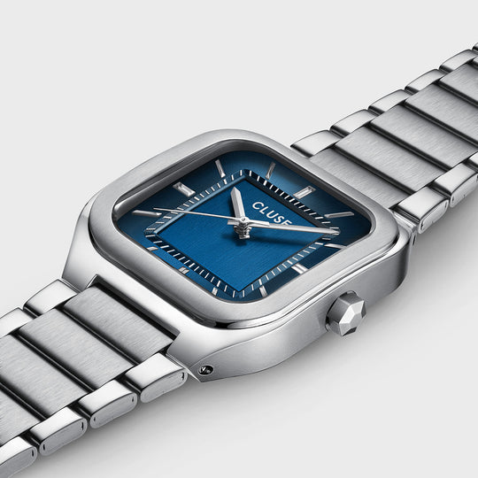 CLUSE Quadrus Steel, Blue, Silver Colour CW25701 - Watch case detail