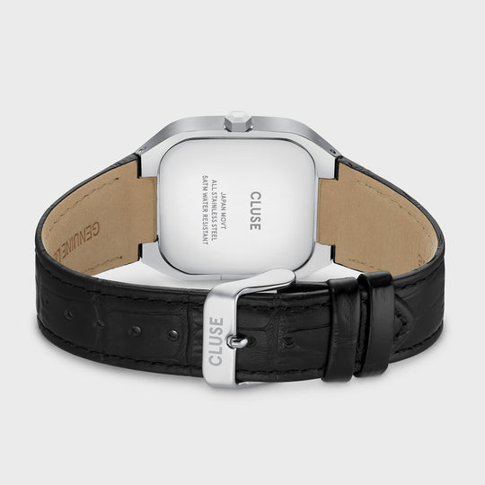 Quadrus Leather, Black, Silver Colour CW25703 - Watch clasp and back