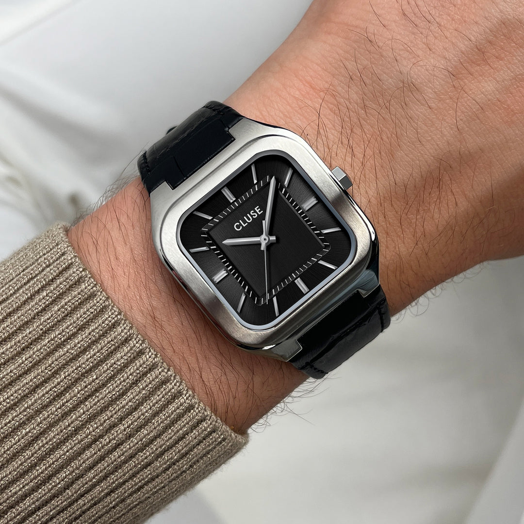 Quadrus Leather, Black, Silver Colour CW25703 - Watch on wrist