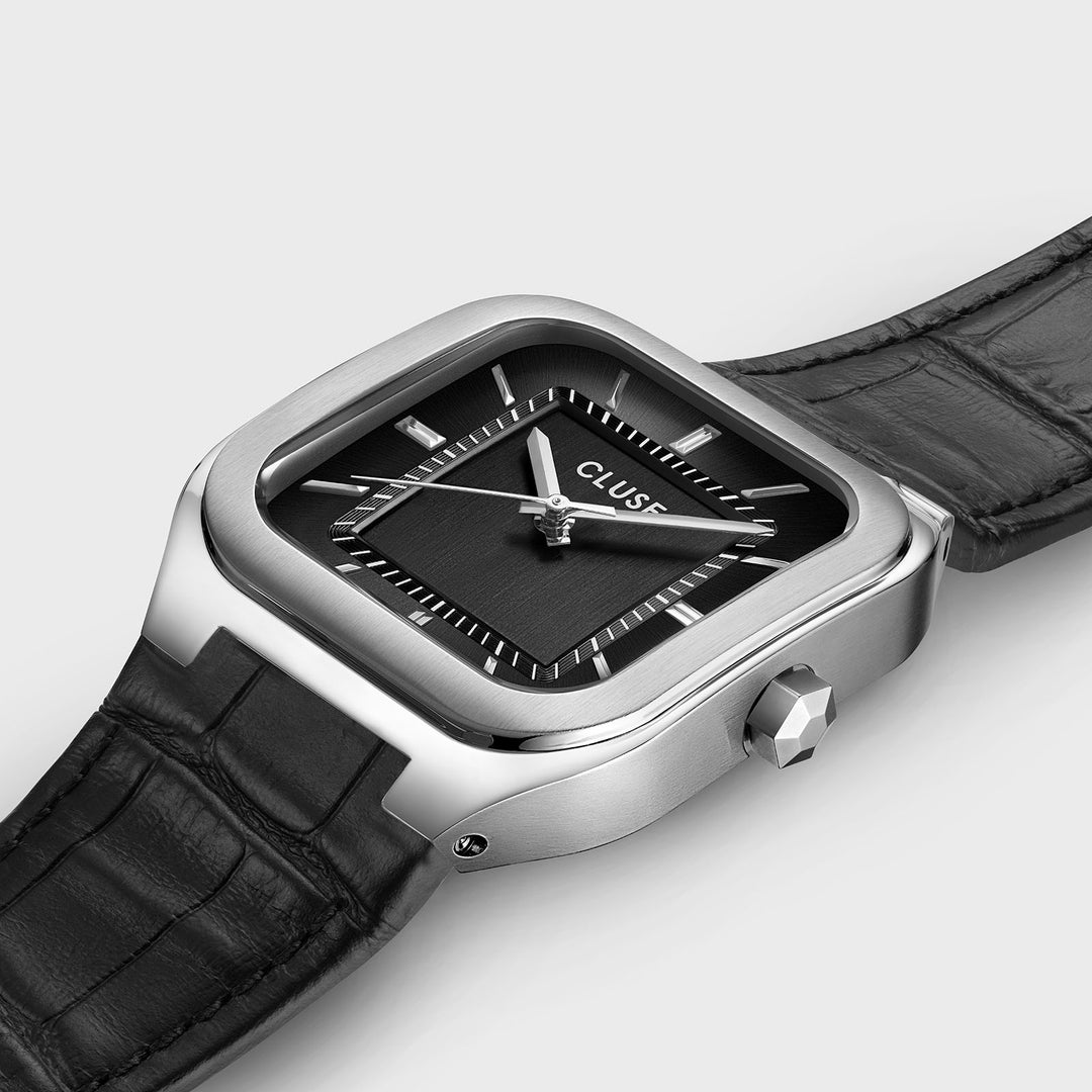 Quadrus Leather, Black, Silver Colour CW25703 - Watch case detail