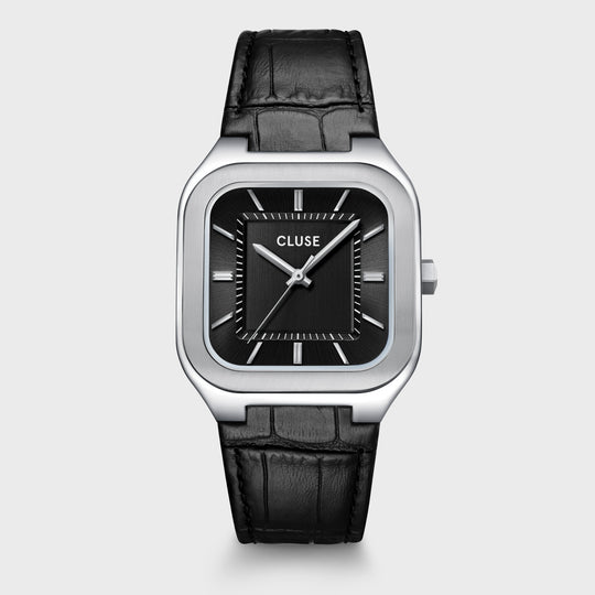 Quadrus Leather, Black, Silver Colour CW25703 - Watch
