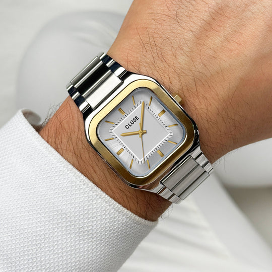 CLUSE Quadrus Steel, Silver, Two Tone CW25704 - Watch on wrist