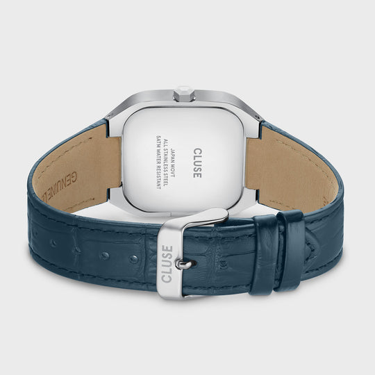 CLUSE Quadrus Multifunction Leather, Blue, Silver Colour CW26207 - Watch clasp and back