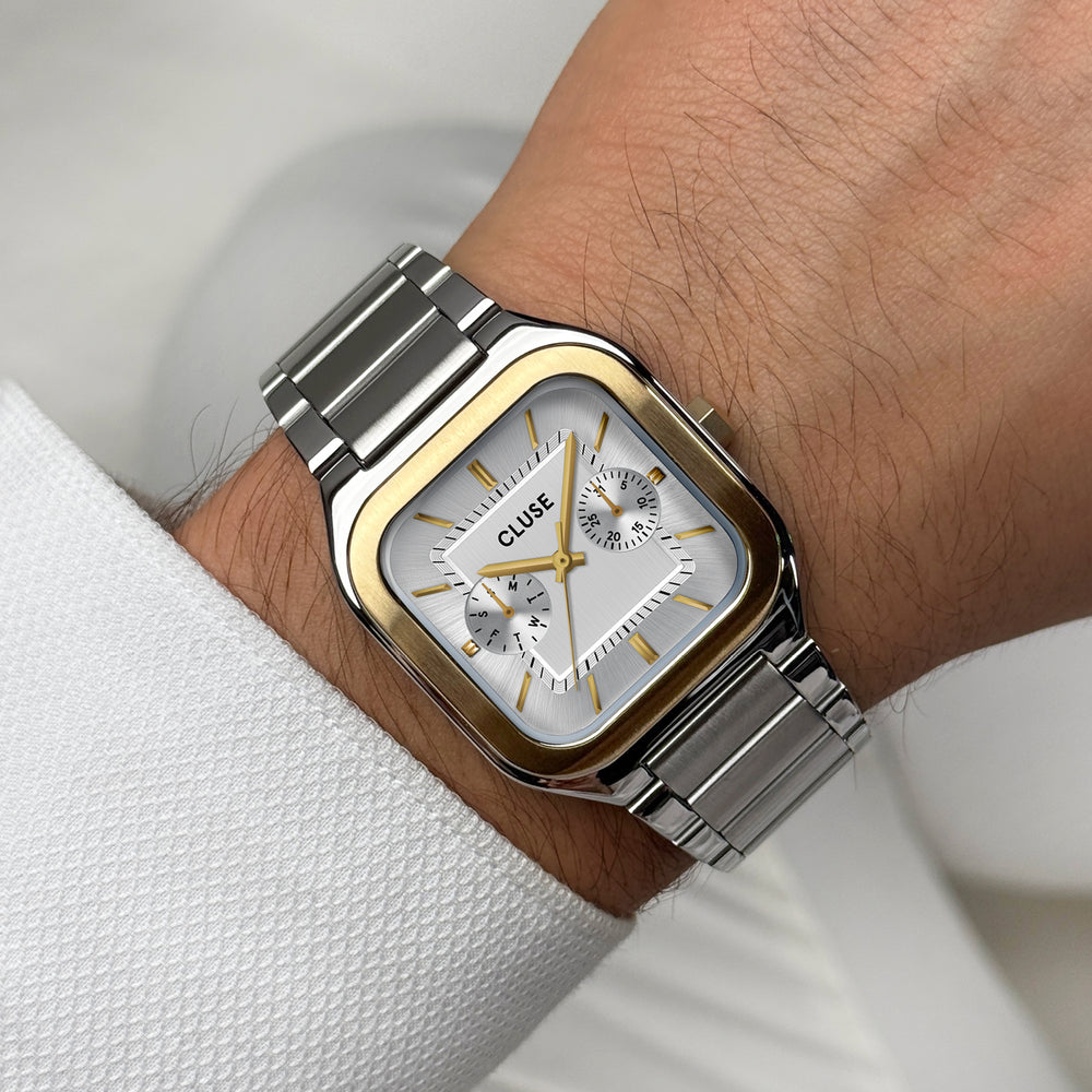 CLUSE Quadrus Multifunction Steel, Silver, Two Tone CW26201 - Watch on wrist