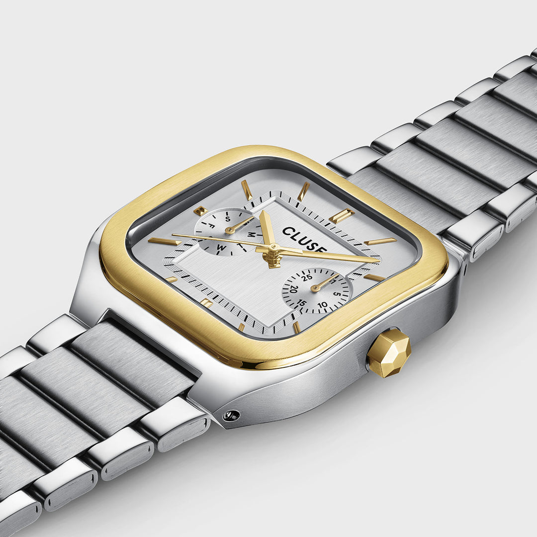 CLUSE Quadrus Multifunction Steel, Silver, Two Tone CW26201 - Watch case detail