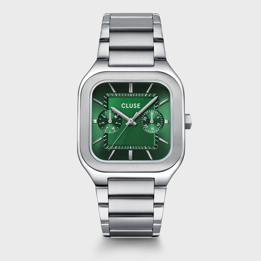 CLUSE Quadrus Multifunction Steel, Green, Silver Colour CW26202 - Watch