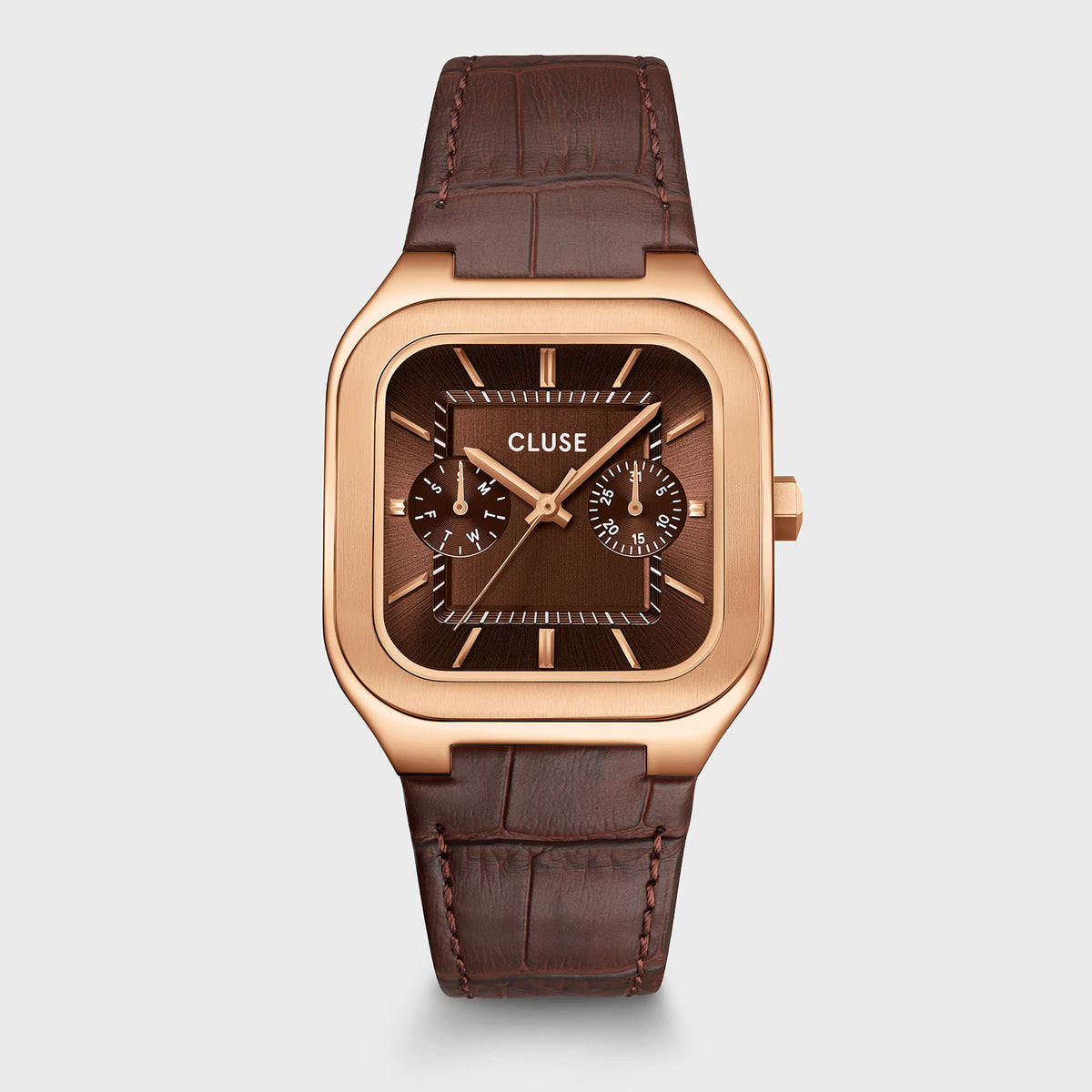 CLUSE Quadrus Multifunction Watch Leather, Brown, Rose Gold Colour CW26206 - Watch