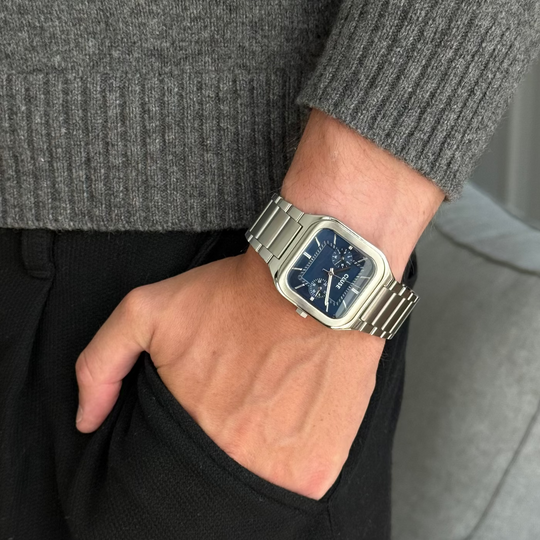 CLUSE Quadrus Multifunction Steel, Blue, Silver Colour CW26209 - Watch on model