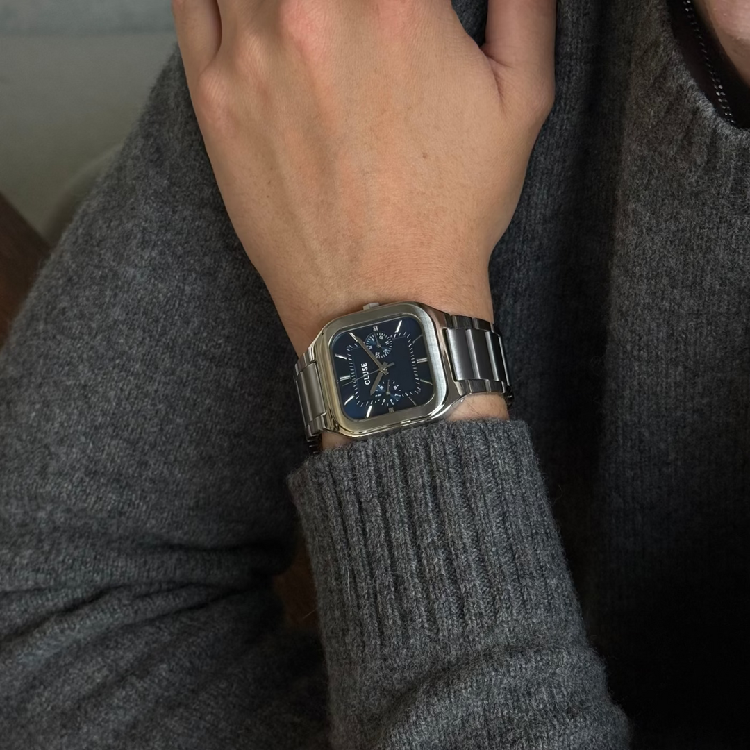 CLUSE Quadrus Multifunction Steel, Blue, Silver Colour CW26209 - Watch on model