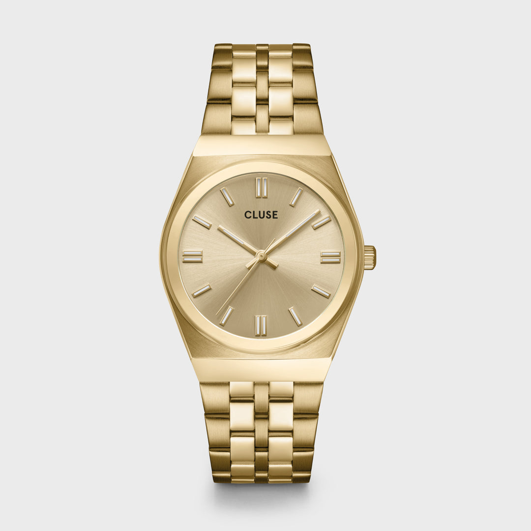 CLUSE Retro 70's Watch Steel, Full Gold Colour CW35104 - watch frontal