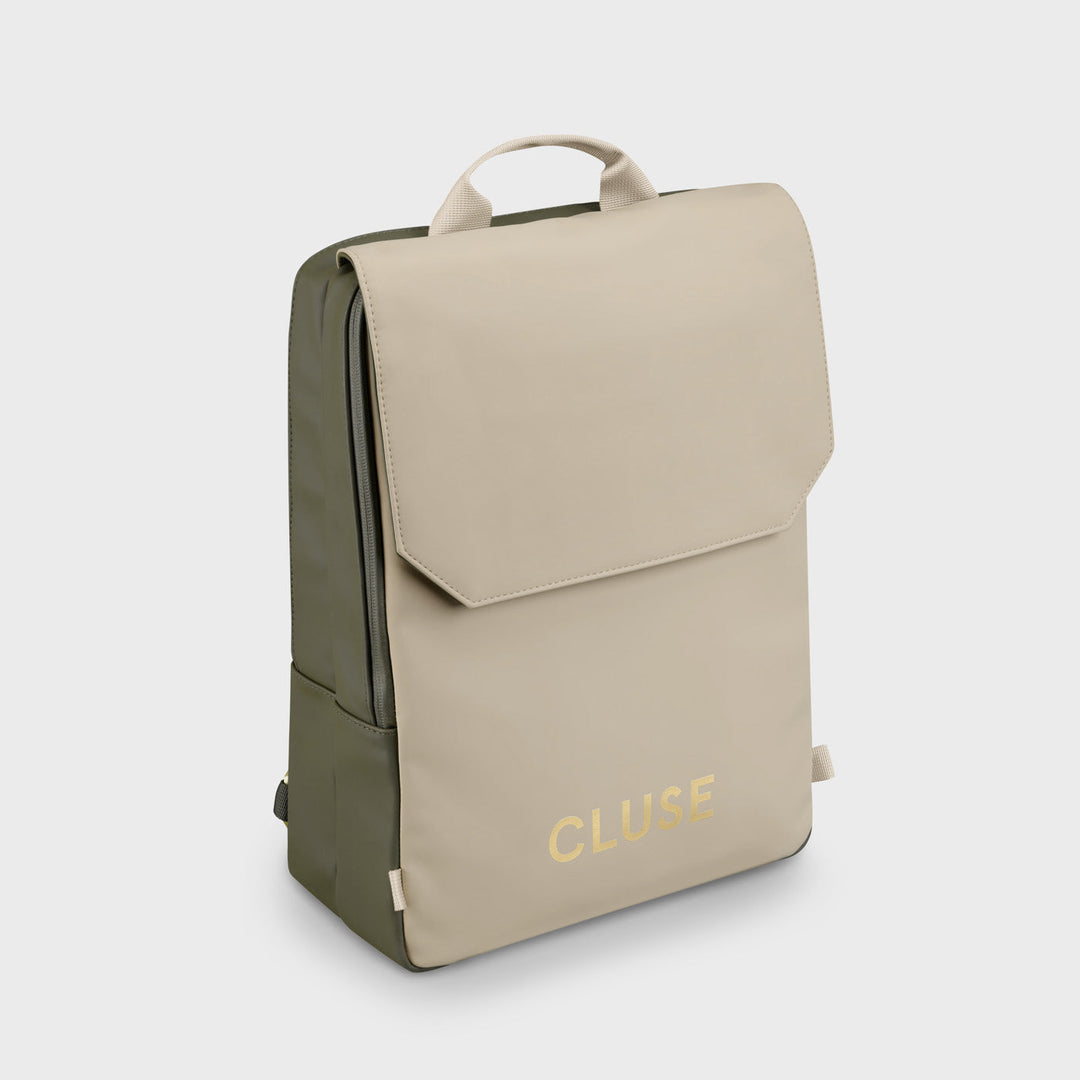 Réversible Backpack, Dark Green Moss, Gold Colour CX03503 - backpak Side no logo 