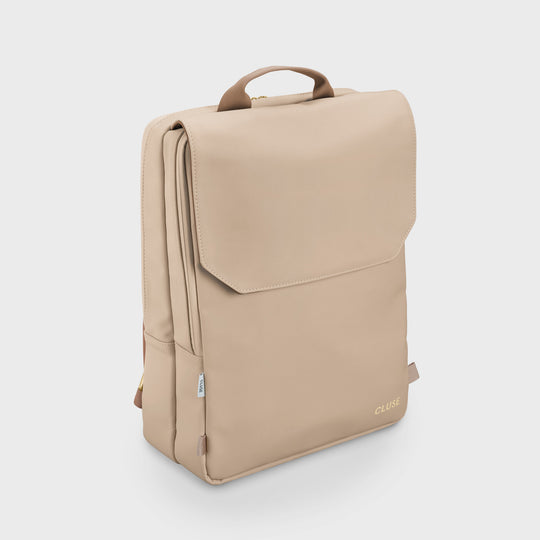 Le Réversible Backpack, Beige Dark Brown, Gold Colour