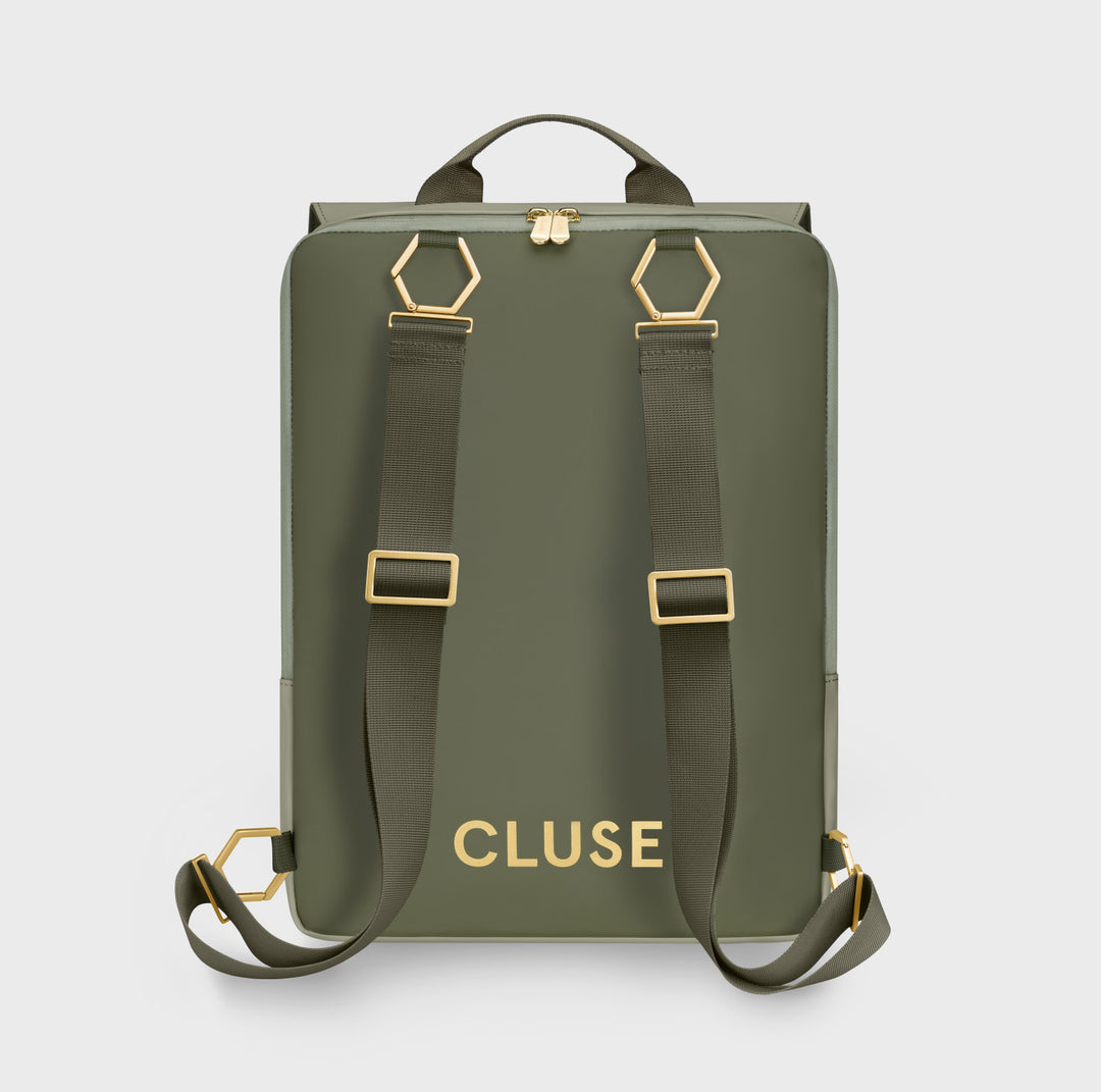 CLUSE Le Réversible Backpack Light Green Olive Gold Colour CX03511 - Backpack back Light Green