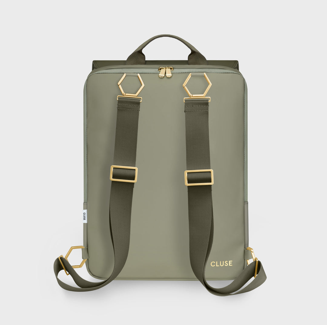 CLUSE Le Réversible Backpack Light Green Olive Gold Colour CX03511 - Backpack back Olive Green