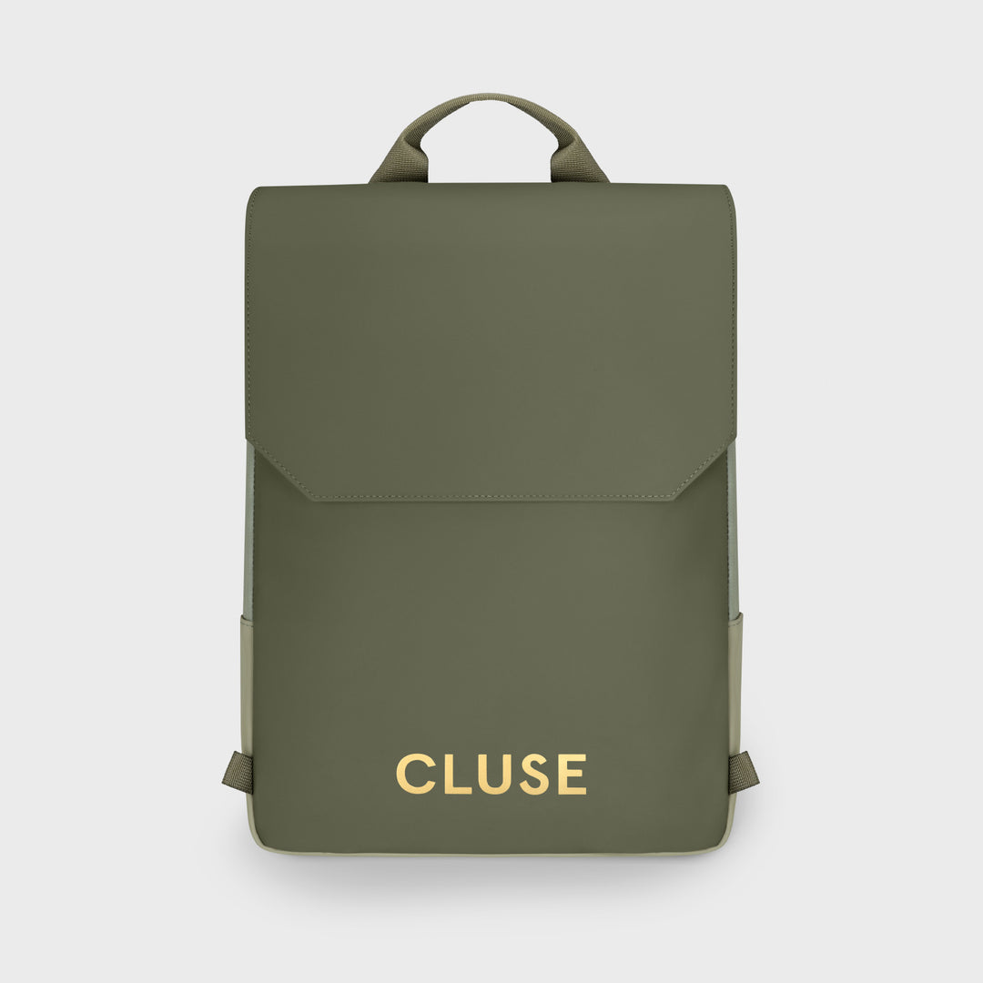 CLUSE Le Réversible Backpack Light Green Olive Gold Colour CX03511 - Backpack frontal Olive Green