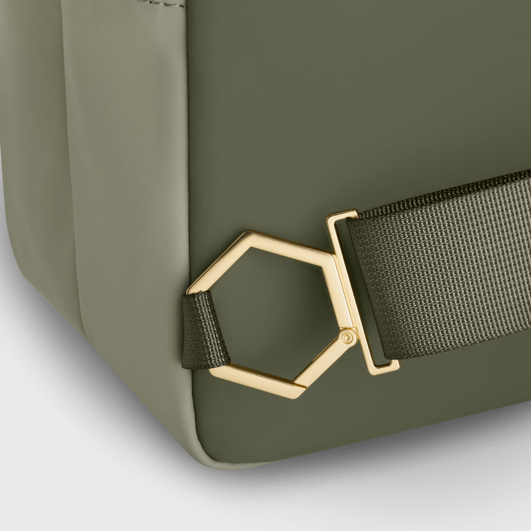 CLUSE Le Réversible Backpack Light Green Olive Gold Colour CX03511 - Backpack shoulder Strap detail Light Green