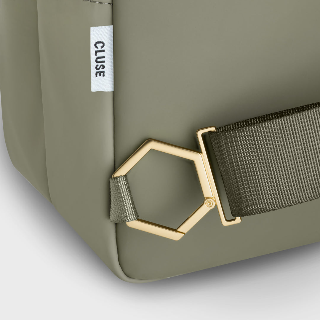 CLUSE Le Réversible Backpack Light Green Olive Gold Colour CX03511 - Backpack shoulder Strap detail Olive Green
