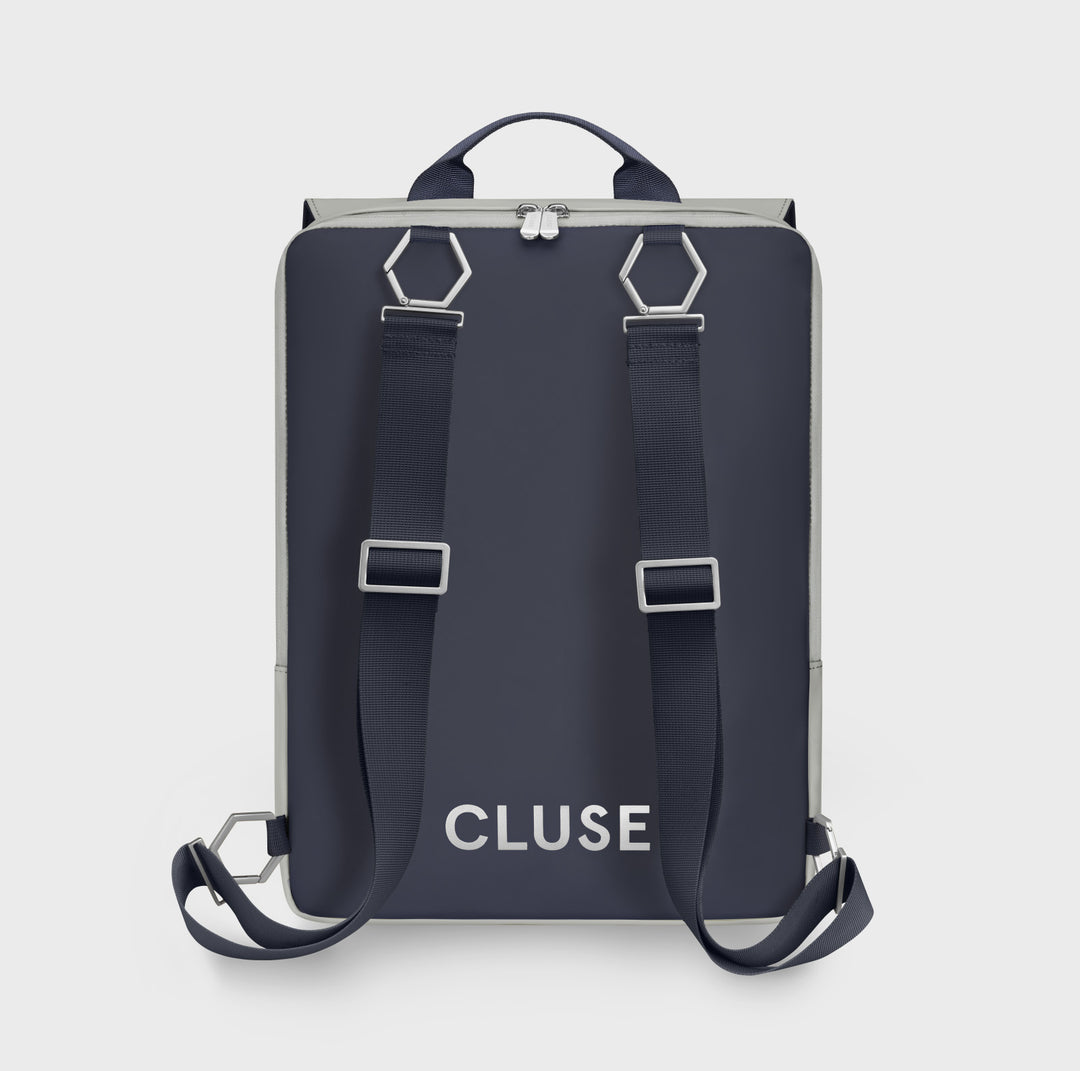 CLUSE Le Réversible Backpack Light Grey Navy Silver Colour CX03512 - Backpack back Light Grey