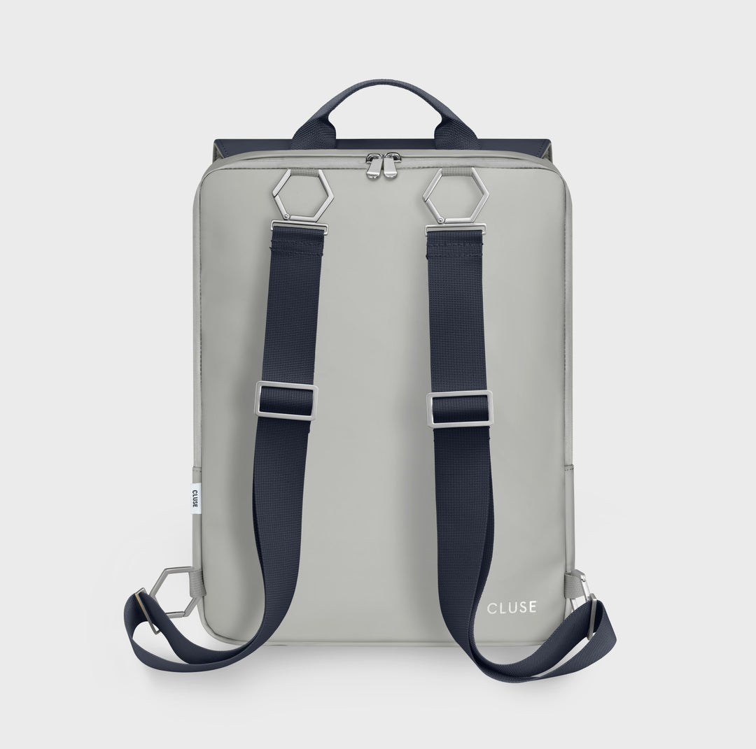 CLUSE Le Réversible Backpack Light Grey Navy Silver Colour CX03512 - Backpack back Navy