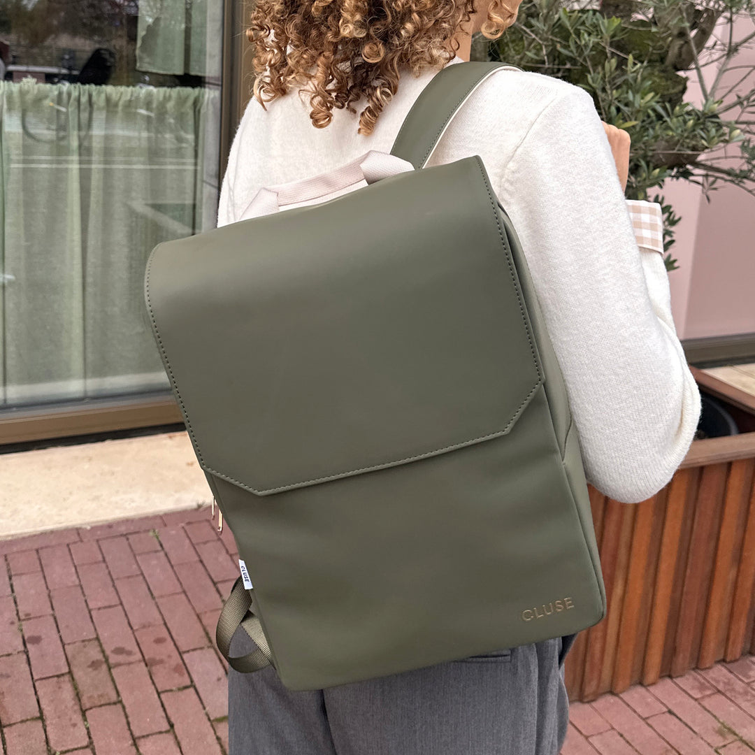 CLUSE Nuitée Backpack Dark Green/Beige CX03601 - Backpack on model