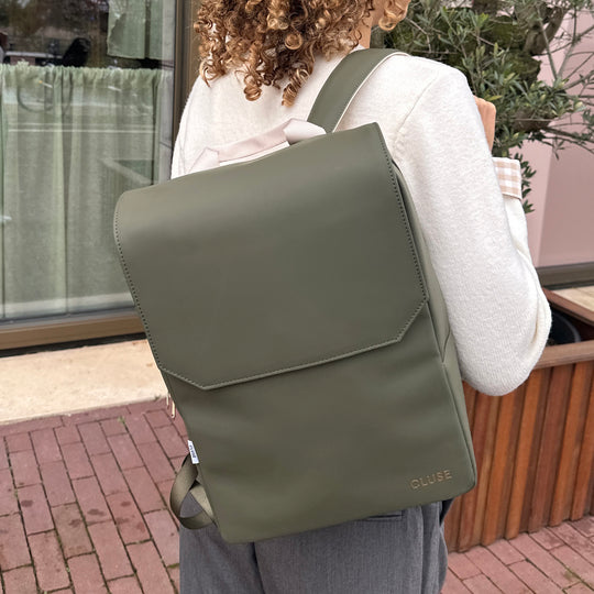 CLUSE Nuitée Backpack Dark Green/Beige CX03601 - Backpack on model