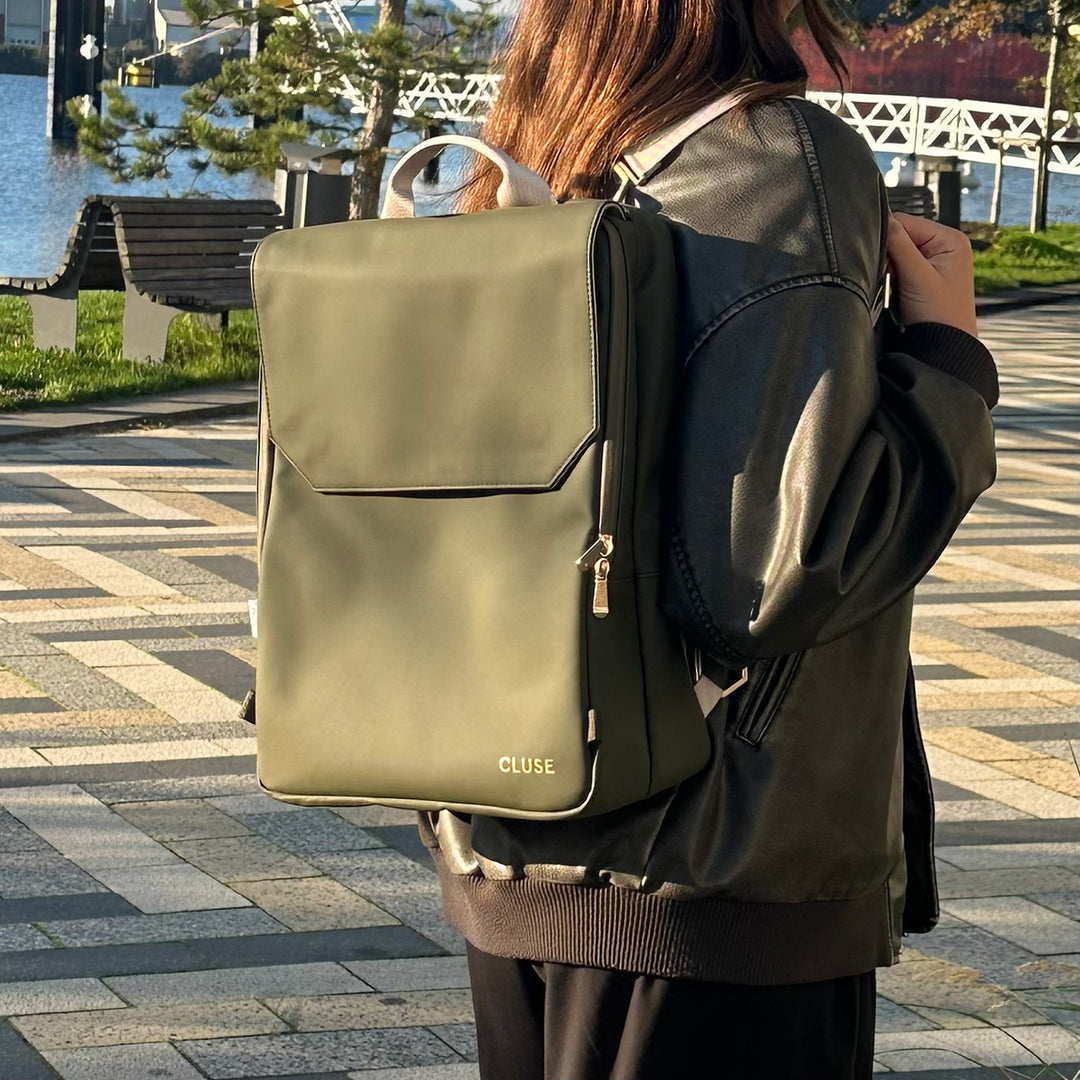 CLUSE Nuitée Backpack Dark Green/Beige CX03601 - Backpack model image