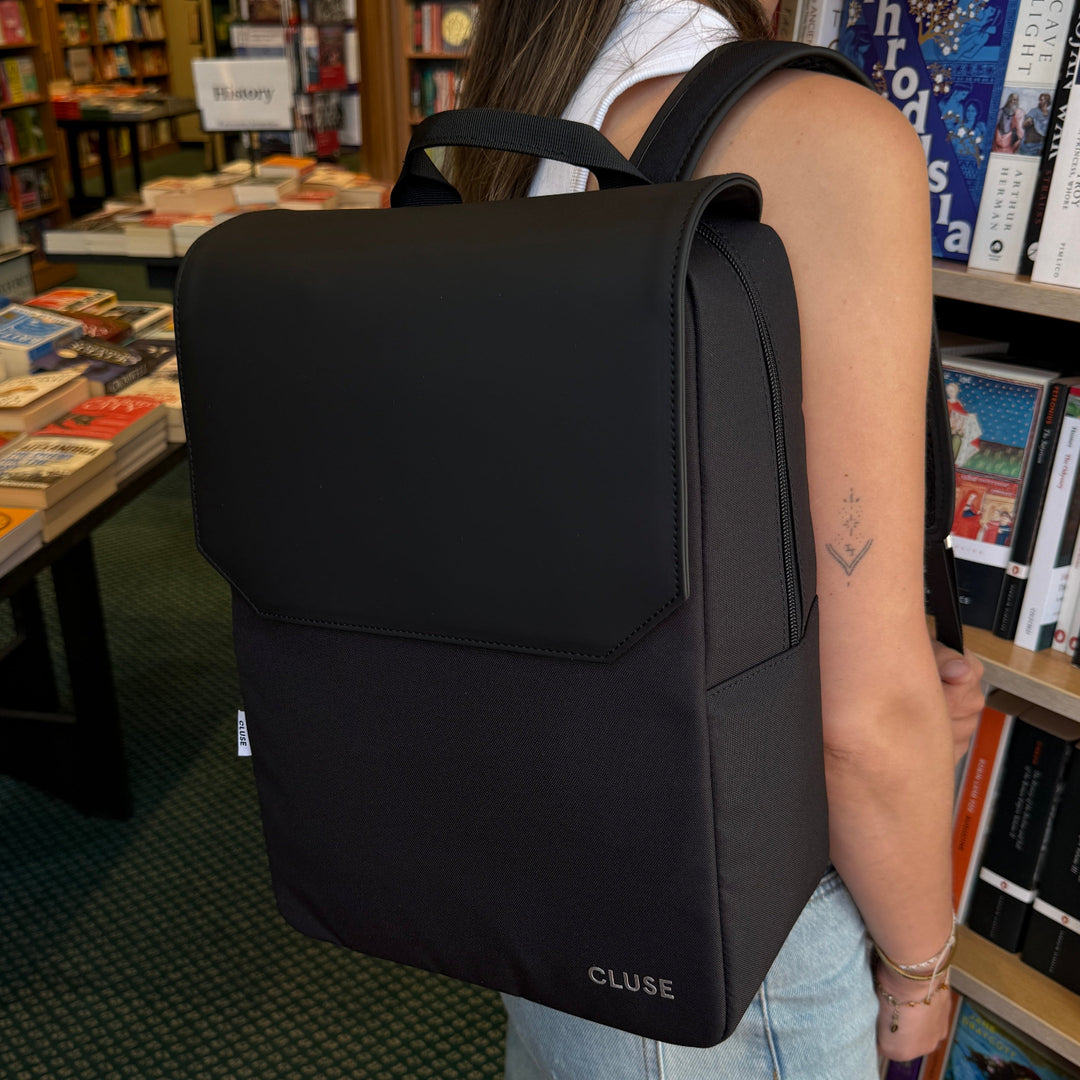 CLUSE Nuitée Backpack, Black, Silver Colour CX03616 - Backpack worn