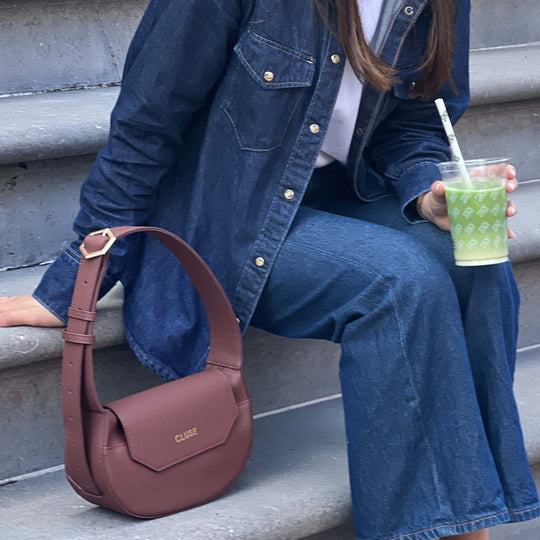 CLUSE Sacroisé Petite Crossbody Bag, Brown, Gold Colour CX04204 - Bag worn by model