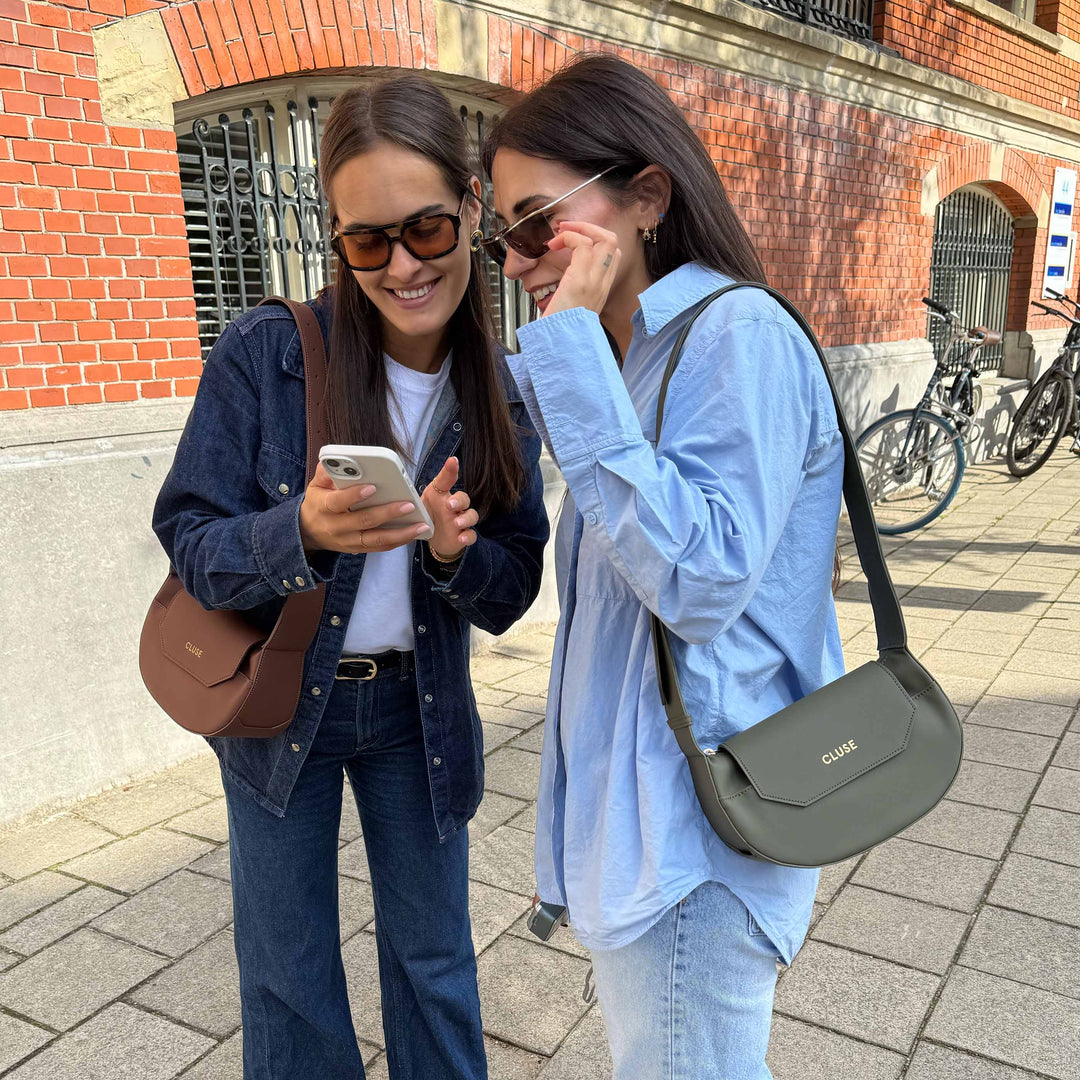 CLUSE Sacroisé Petite Crossbody Bag, Brown, Gold Colour CX04204 - Bag worn by model