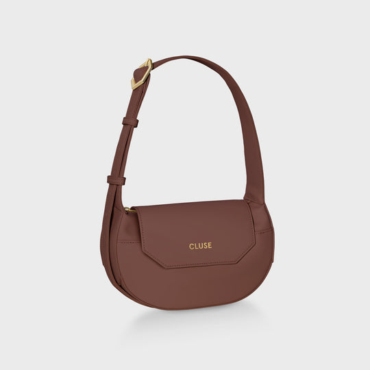 CLUSE Sacroisé Petite Crossbody Bag, Brown, Gold Colour CX04204 - Frontal short strap